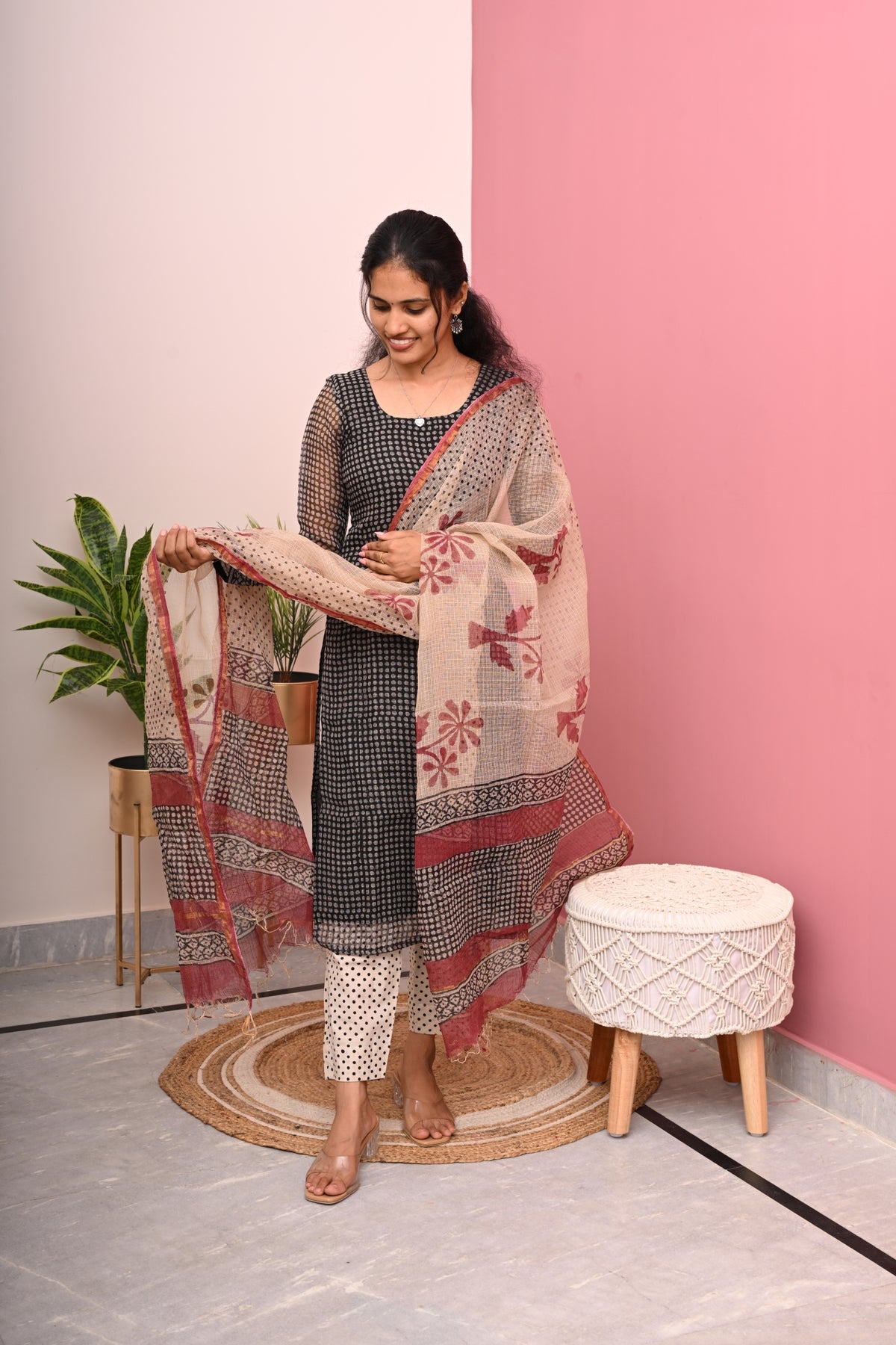 Midnight Garden Kota Doria Set