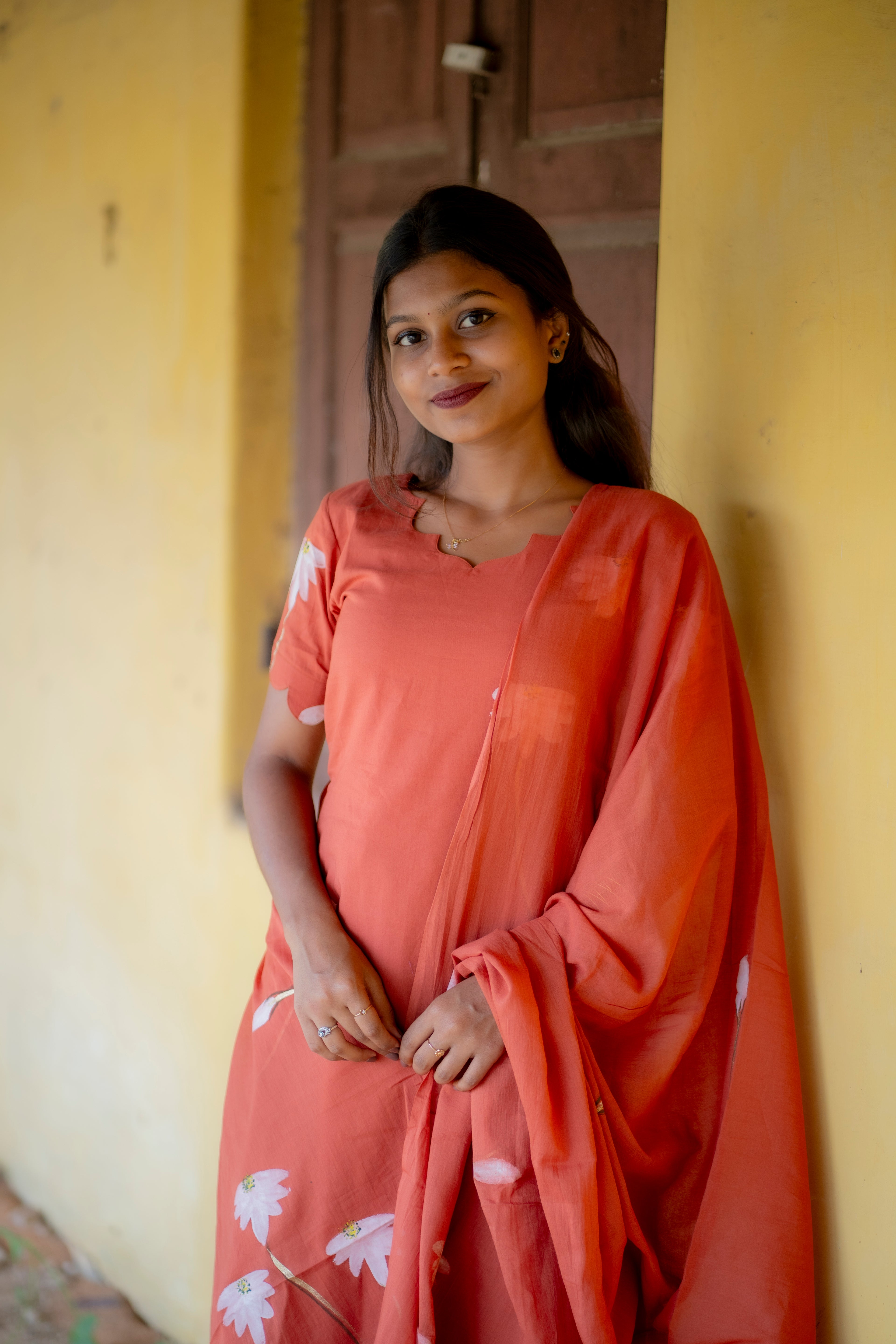 Coral Bloom Kurti Set ML006