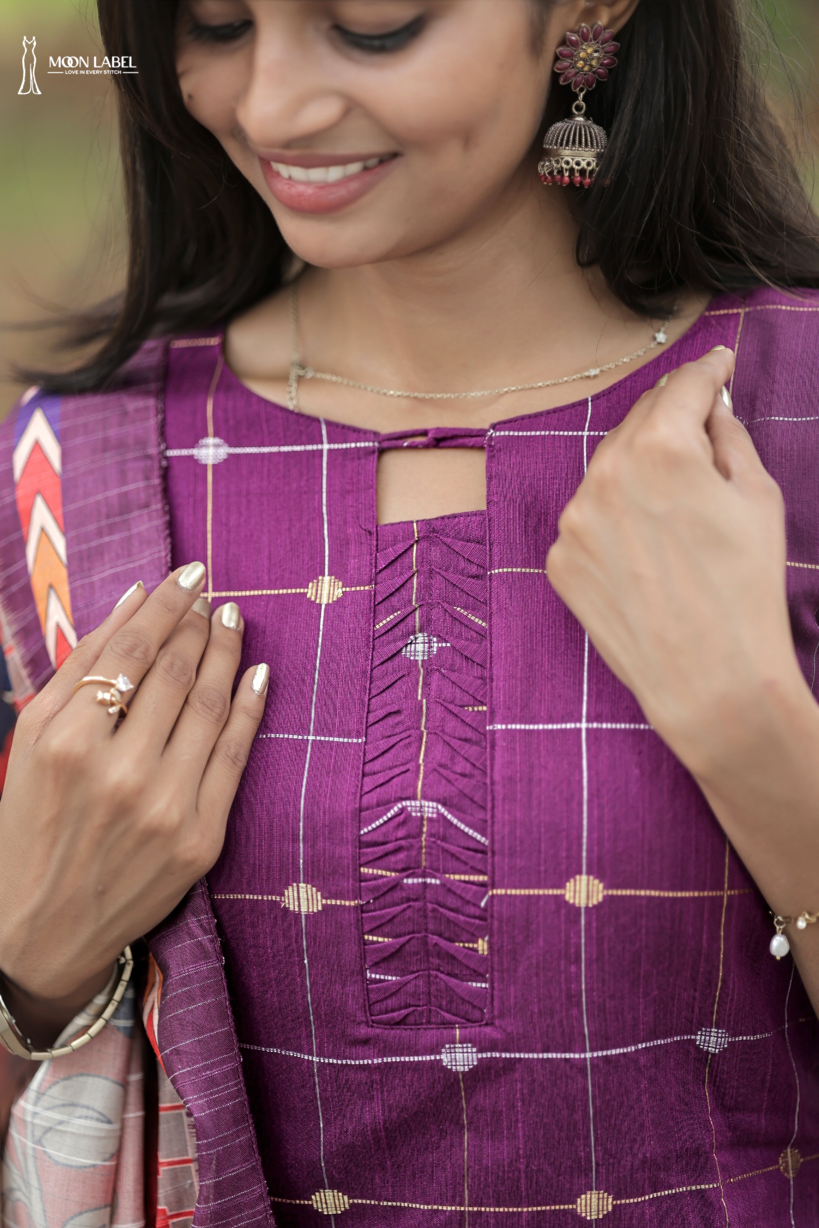 ML008 Raw silk Top with Kalamkari dupatta