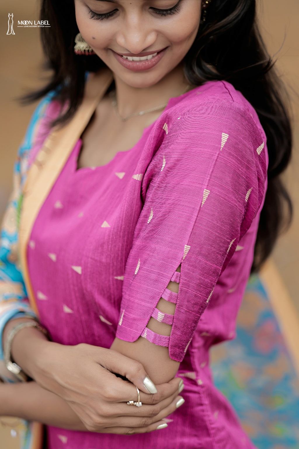 ML1010 Raw silk top with kalamkari duppatta