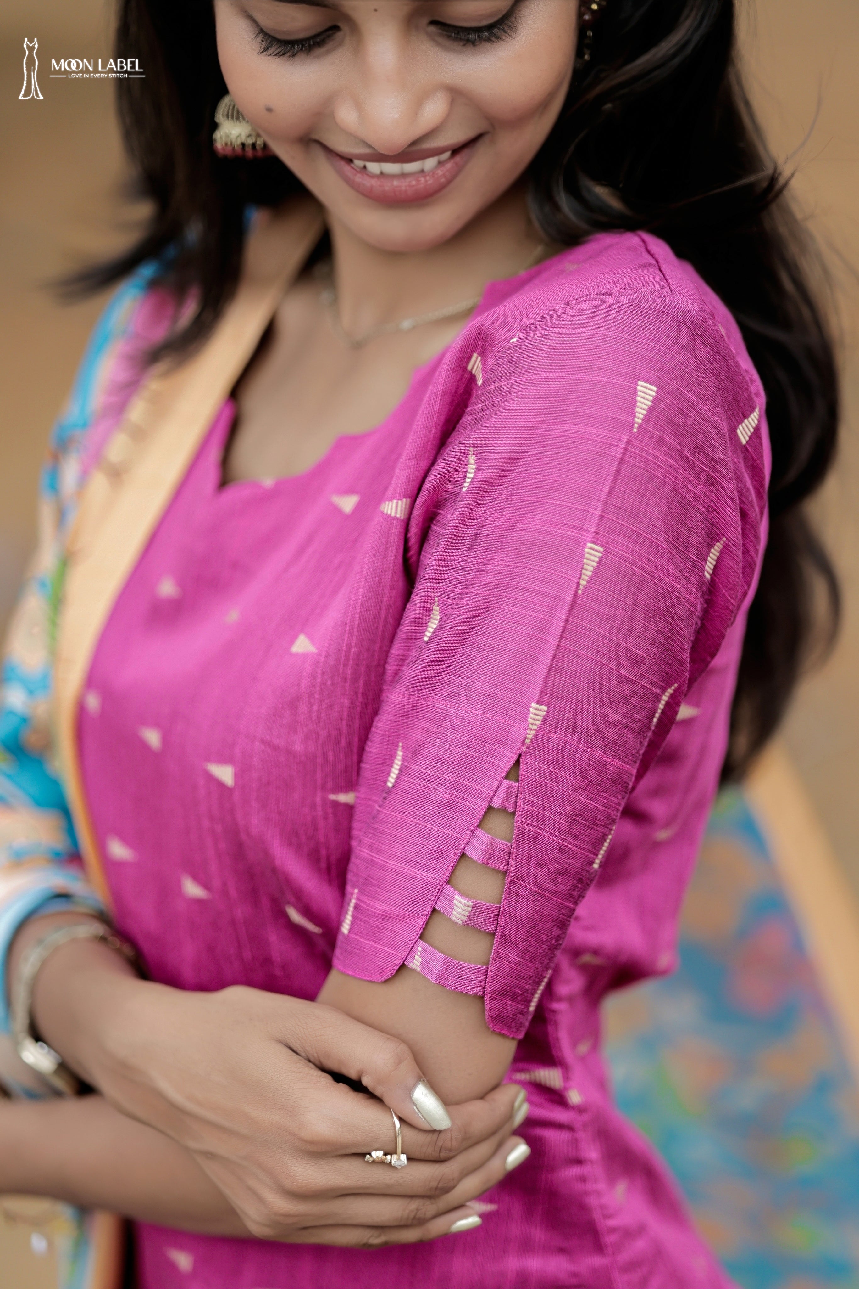 ML1010 Raw silk top with kalamkari duppatta