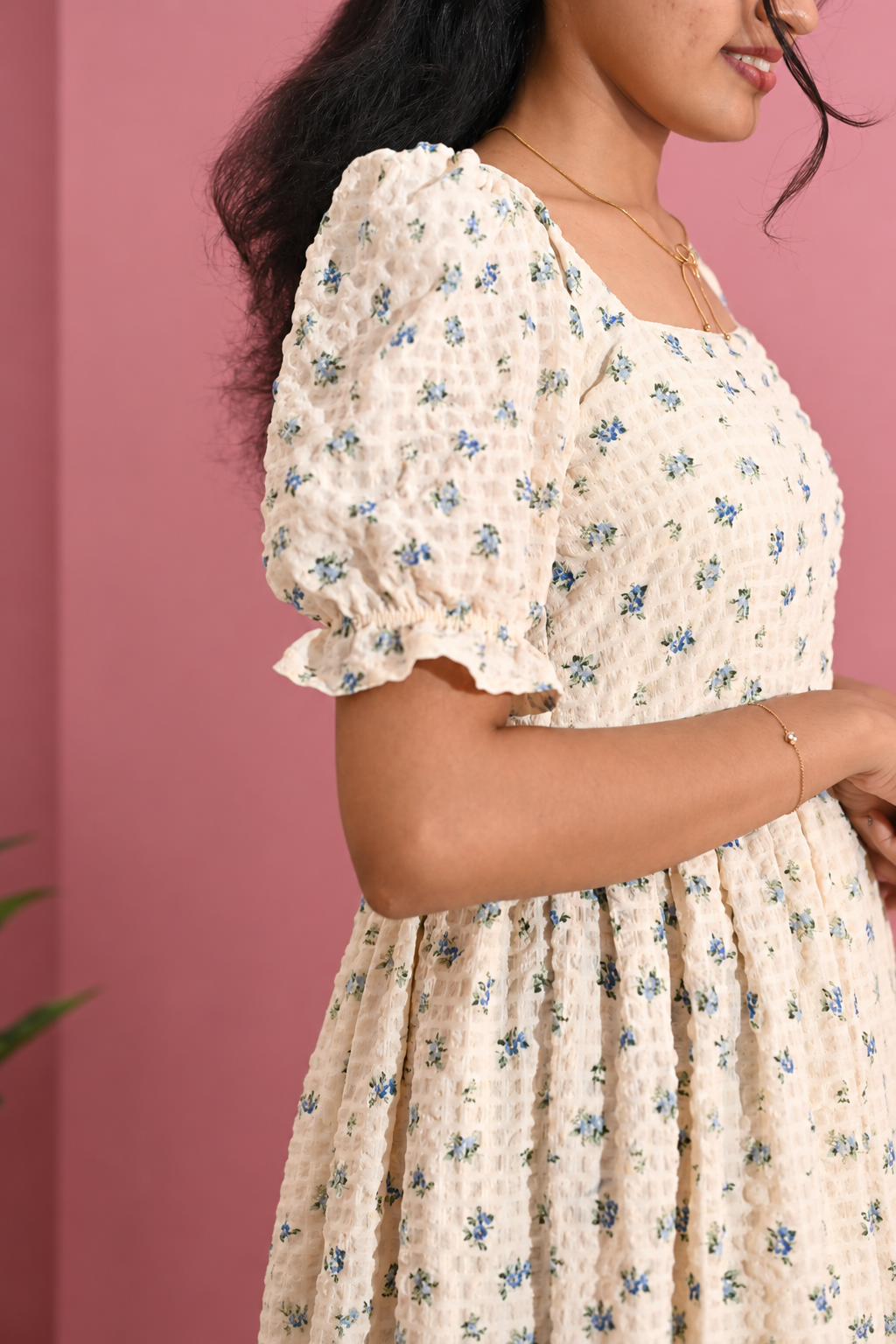 Ivory Bloom Popcorn Maxi Dress